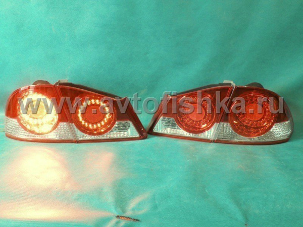 Honda Civic VIII (06-) задние фонари светодиодные красно-хромированные, комплект 2 шт.