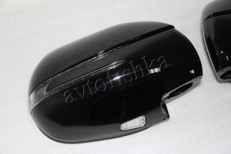 Toyota Land Cruiser Prado 120 (02-) черные или под покраску корпуса боковых зеркал, со светодиодным поворотником в стиле Стрела и с подсветкой Welcome, комплект 2 шт.