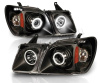 Lexus LX470 (98-07) фары передние линзовые черные, со светящимися ободками, комплект 2 шт.