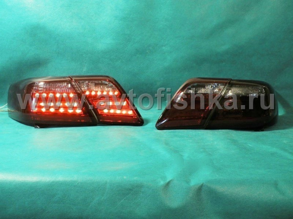 Toyota Camry V40 (2006-2011) фонари задние светодиодные темные красно-тонированные, дизайн Lexus, комплект лев.+прав.