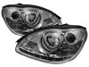 Mercedes S W220 (98-05) передние линзовые хромированные фары, с подсветкой DRL, комплект 2 шт.