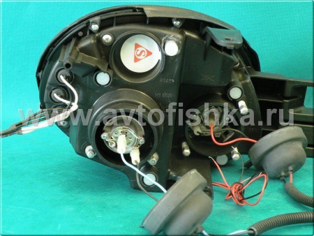 Dodge Neon (03-05) фары передние линзовые черные, со светящимися ободками и светодиодной подсветкой, комплект 2 шт.