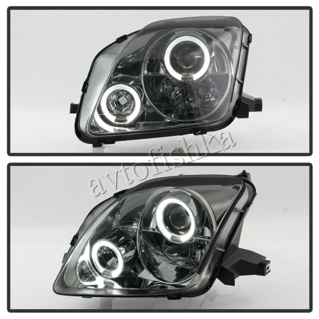 Honda Prelude (96-01) фары передние линзовые хромированные, со светящимися ободками, комплект 2 шт.