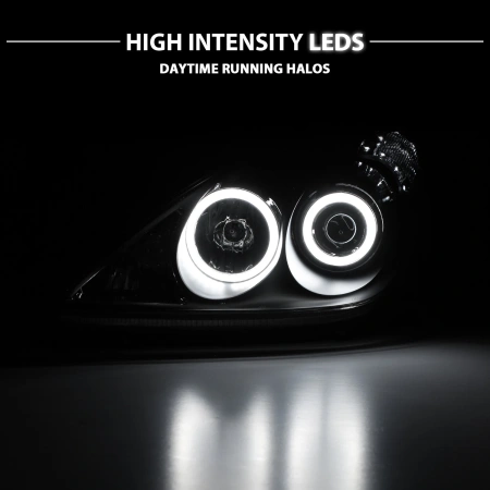 Lexus ES300-350 (01-06) фары передние линзовые черные, со светящимися ободками, комплект 2 шт.