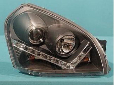 Hyundai Tucson (2004-) фары передние линзовые черные со светодиодной подсветкой DRL