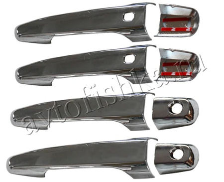 Mitsubishi L200 (15-17) хромированные накладки на ручки дверей - пластиковые, под чип, 4 шт.