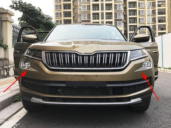 Skoda Kodiaq (16–) Накладка на передние противотуманные фары, ABS хром, 2 части