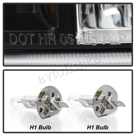 Ford Excursion (00-05) фары передние линзовые черные со светящимися ободками, со светодиодной подсветкой, комплект 2 шт.