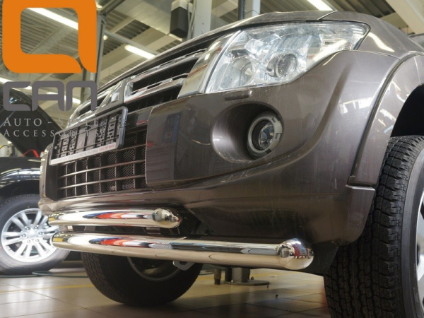 Mitsubishi Pajero (11–) Защита переднего бампера двойная d 76/60 мм, нерж.