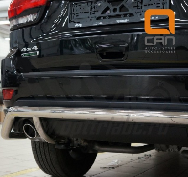 Jeep Grand Cherokee (11–/13–) Защита заднего бампера одинарная волна d 60 мм, нерж.