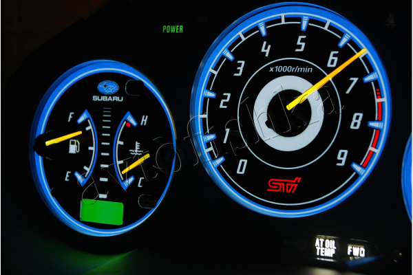 Subaru Impreza 2000-2007 светодиодные шкалы (циферблаты) на панель приборов - дизайн 1