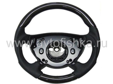 Mercedes W211, W463 G class (2002-2006) руль, дизайн AMG, черная кожа - черный карбон