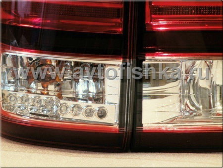 Toyota Land Cruiser 100 (98-07) фонари задние светодиодные красно-хромированные, внешние и внутренние, дизайн Lexus, комплект лев.+прав.