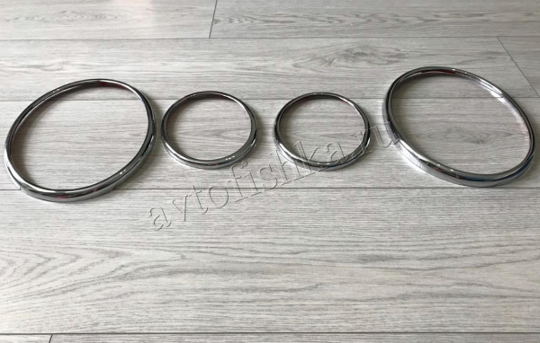 Mercedes E W210 (95-02) декоративные накладки на передние фары, хромированные кольца, комплект 4 шт.