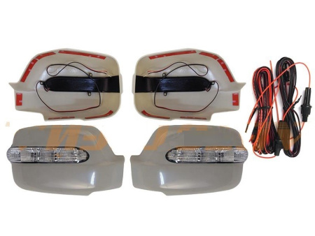 Nissan X-Trail T30 (01-06) накладки на боковые зеркала под покраску, со светодиодными поворотниками, комплект 2 шт.