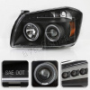 Dodge Magnum (05-08) фары передние линзовые черные, со светящимися ободками и светодиодной подсветкой, комплект 2 шт.
