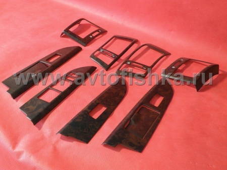 Toyota Land Cruiser 200 (08-) декор салона авто под дерево, дизайн под черное дерево, комплект 10 предметов