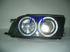 Toyota Corona, Exsior, Carina E T19 (92-97) фары передние линзовые черные, со светящимися ободками, комплект 2 шт.