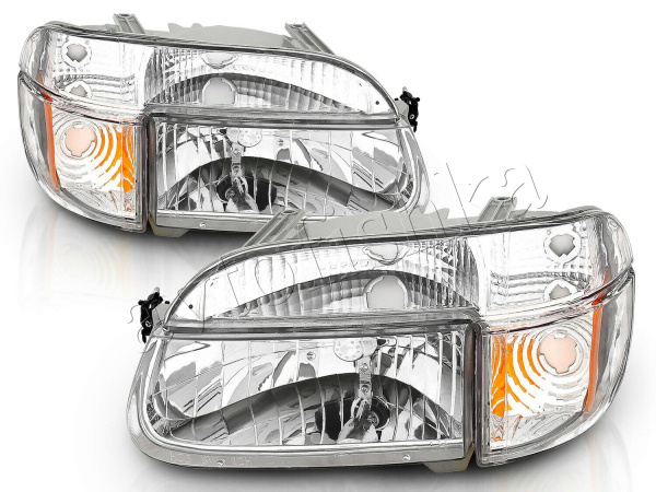 Ford Explorer (95-01) передние хромированные хрустальные фары с указателями поворота, комплект 2 шт.