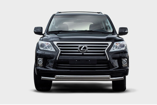 Lexus LX (12–) Защита переднего бампера труба d76/овальная 75х42 мм двойная