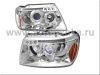Jeep Grand Cherokee (99-04) фары передние линзовые хромированные, со светящимися ободками, комплект 2 шт.