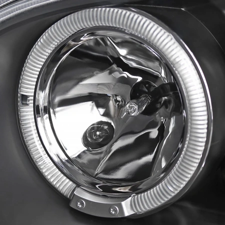 Volkswagen Golf 4 (1998-2005) фары передние черные, линзовые, со светящимися ободками