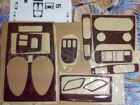 Nissan Qashqai (2007-2010) декор салона авто под дерево с механической коробкой, комплект 10 предметов.