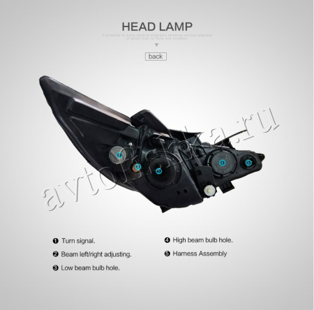 Hyundai Sonata (10-14) линзовые передние черные фары, со светящимися ободками и подсветкой DRL, комплект 2 шт.