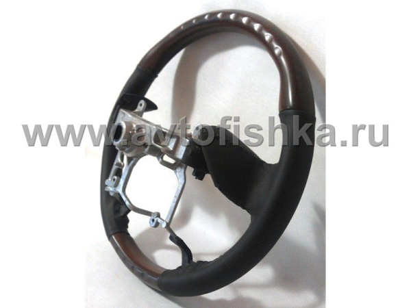 Toyota Land Cruiser Prado 150 (10-) руль спортивный, черная кожа - темное дерево.