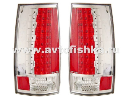 Chevrolet Tahoe, Suburban, GMC Yukon, Denali (07-) фонари задние светодиодные красно-хромированные, комплект 2 шт.