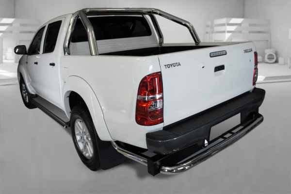 Toyota Hilux (12–) Защита заднего бампера, цельная (63 мм, полир. нерж.)