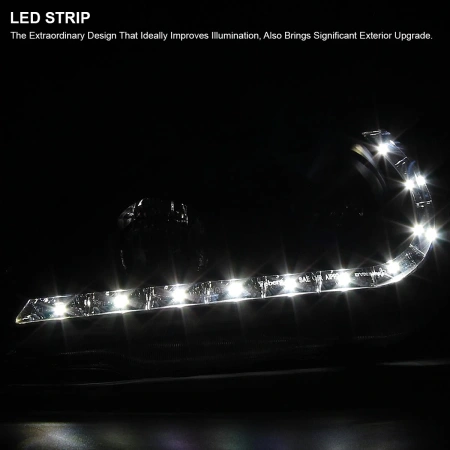 Honda Civic, Ferio (2003-2005) передние фары линзованные черные с ходовыми огнями