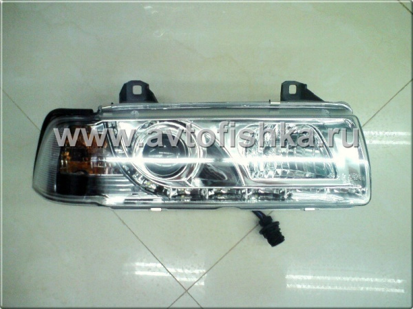 BMW 3 E36 седан фары передние линзовые хромированные, с нижней светодиодной подсветкой, комплект 2 шт.