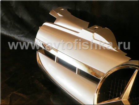 Mercedes SLK R170 (98-04) решетка радиатора 2 ламели, дизайн AMG, серебристая