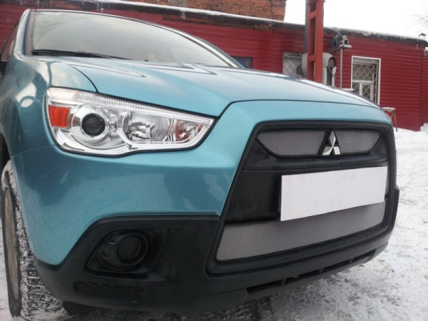 Mitsubishi ASX (10–12) Защита радиатора, хром (2 части)