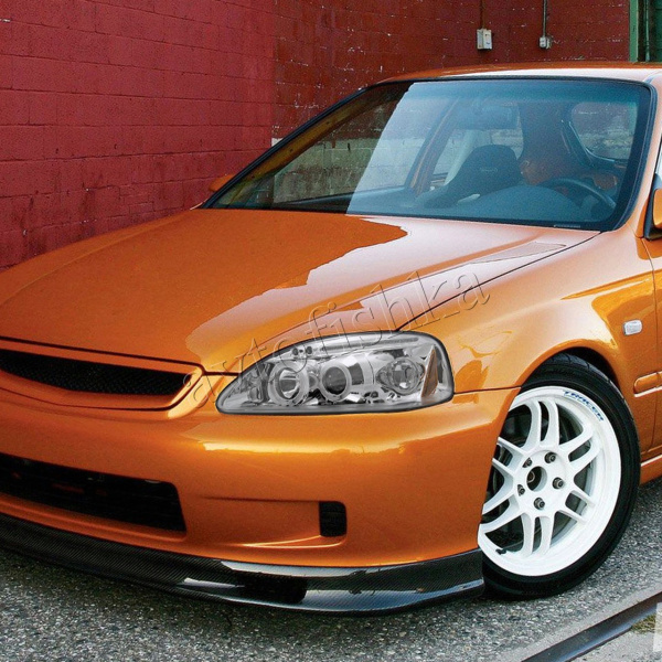 Honda Civic, Ferio EK (99-00) фары передние хромированные, со светящимися ободками с белыми рефлекторами, линзовые