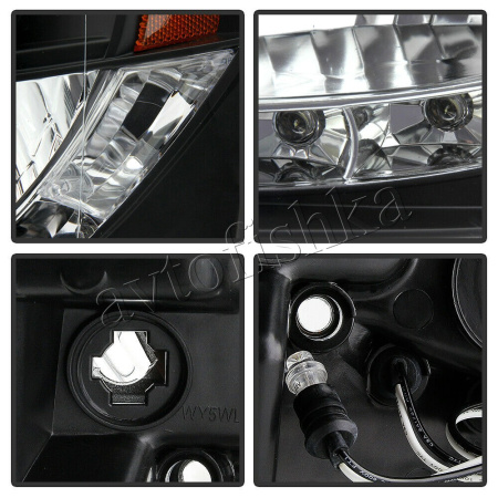 Chevrolet Tahoe (07-), Avalanche (07-) фары передние линзовые черные, со светящимися ободками и светодиодной подсветкой