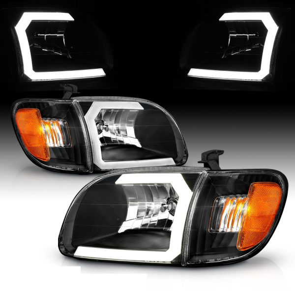 Toyota Tundra (2000-2004) передние фары чёрные с LED C-Light светодиодные