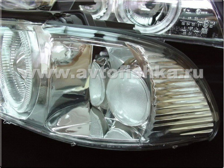 BMW 5 E39 (95-00) фары передние хромированные, со светящимися ободками, с белым поворотником, с моторами электрокорректора, комплект 2 шт.