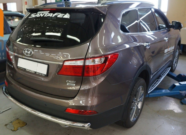 Hyundai Grand Santa Fe (13–) Защита заднего бампера одинарная d 60 мм, нерж.
