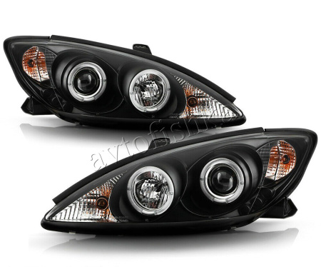 Toyota Camry 30 (02-06) UAE, Europe, USA фары передние черные со светящимися ободками, комплект 2 шт.