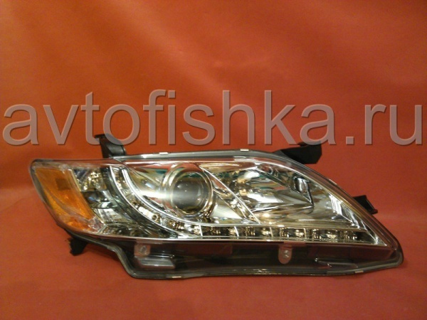 Toyota Camry V40 (2006-2009) тюнинговые передние хромированные фары со светодиодной подсветкой DRL, комплект 2 шт.