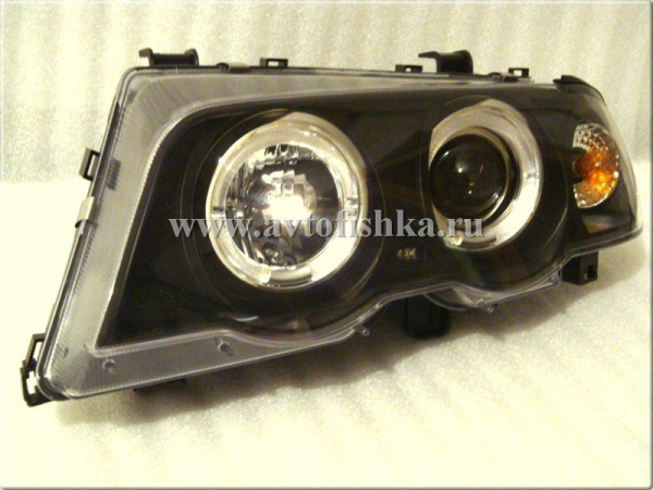 BMW 3 E46 (98-01) 4 дв. седан фары передние черные, со светящимися ободками, комплект 2 шт.
