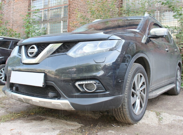 Nissan X-Trail (14–) Защита радиатора Optimal, чёрная, низ (c парктроником)