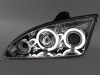 Ford Focus 2 ZX4 (05-07) USA фары передние линзовые хромированные, со светящимися ободками CCFL, комплект 2 шт.