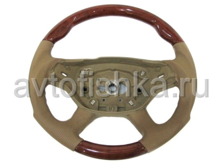 Mercedes W221, W216 (05-08) руль, дизайн AMG, бежевая кожа - светлое дерево орех