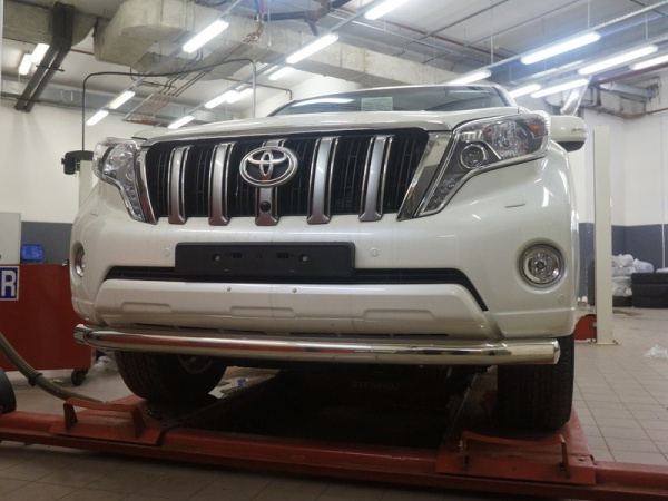 Toyota Land Cruiser Prado (13–) Защита переднего бампера одинарная d 76 мм, нерж.