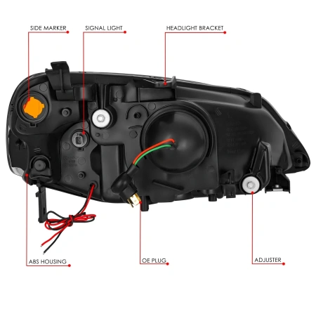 Honda Civic (01-03) 2, 4 дв. фары передние линзовые хромированные, со светящимися ободками, комплект 2 шт.