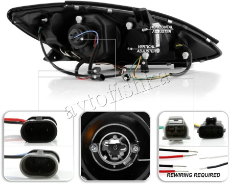 Toyota Camry 30 (01-06) UAE, Europe, USA фары передние линзовые хромированные, со светящимися ободками, комплект 2 шт.