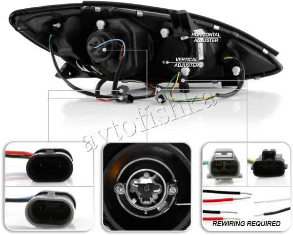 Toyota Camry 30 (01-06) UAE, Europe, USA фары передние линзовые хромированные, со светящимися ободками, комплект 2 шт.